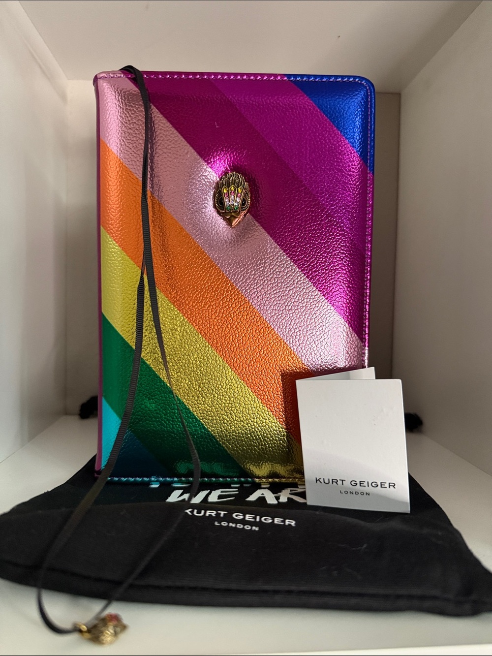 Kurt Geiger Rainbow Metallic Multicolor Leather Eagle Head Notebook